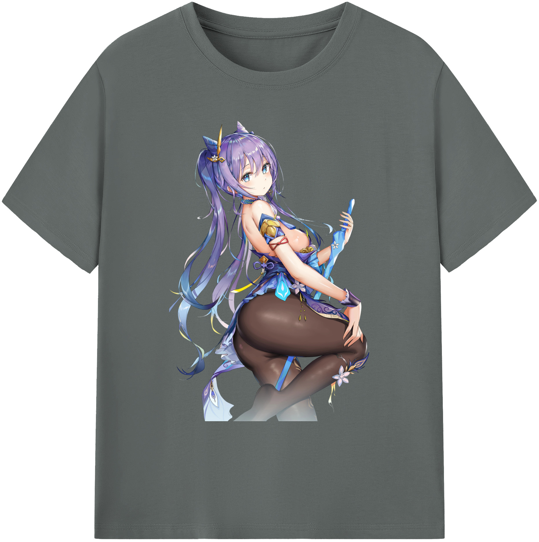 げんし神 刻晴 こくせい genshin Kokusei 綿100％ メンズ半袖Tシャツ｜肌触りやわらか＆通気性